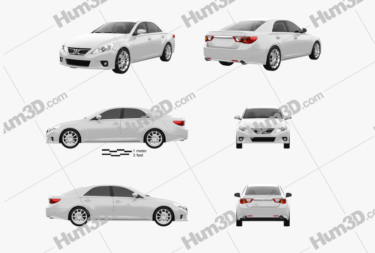 Toyota Mark X 2014 Blueprint Template - 3DModels.org