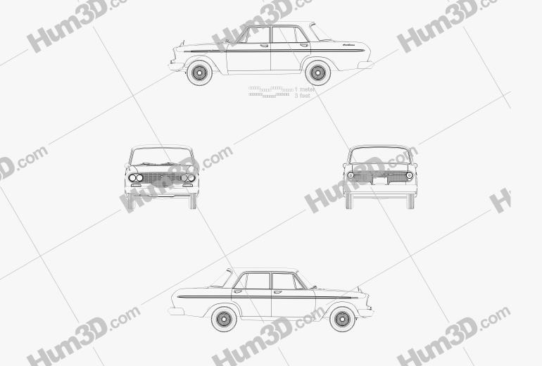 トヨタ クラウン 1962 設計図 - 3DModels.org