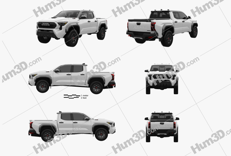 Toyota Tacoma Paper Model Blackout Wheel Overlays For 2024+ Toyota