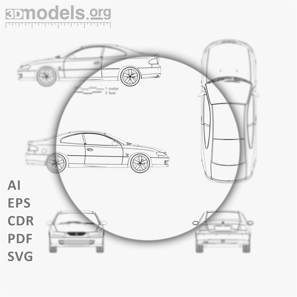 Vauxhall Monaro 2006 Vector Blueprint - 3DModels.org