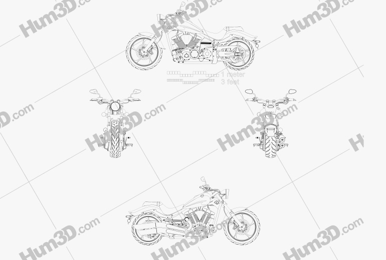 Yamaha Raider SCL 2013 Blueprint - 3DModels.org
