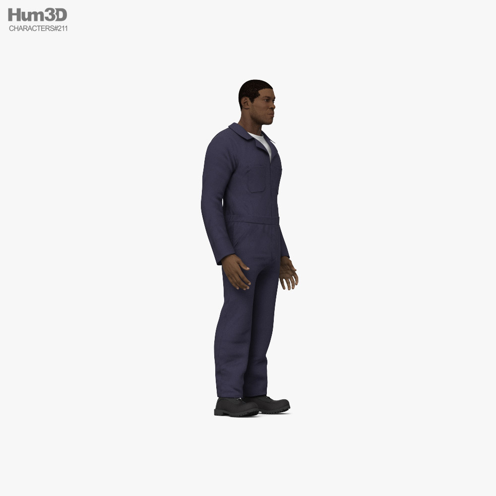African-American Factory Worker 3D model - Download Character on ...