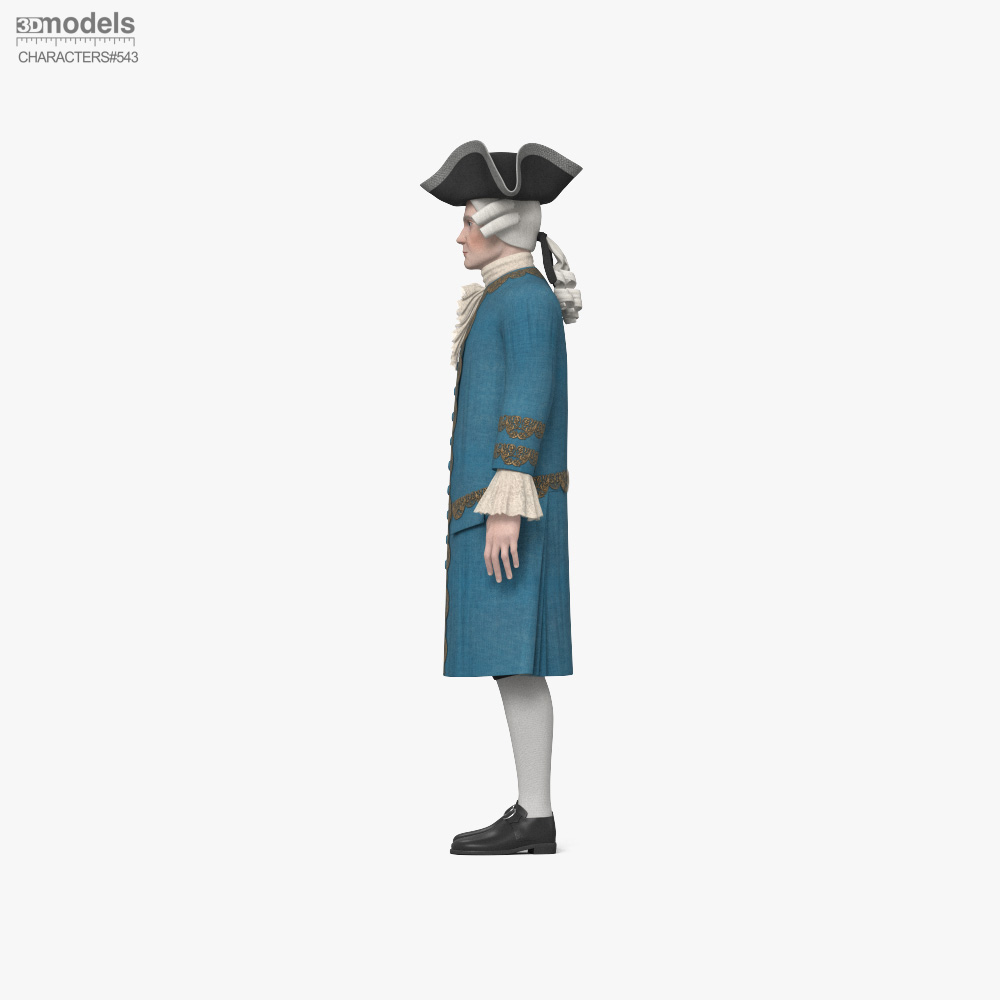 Lalaki na May Asul na Vintage na Damit 3D model - Download Character on ...