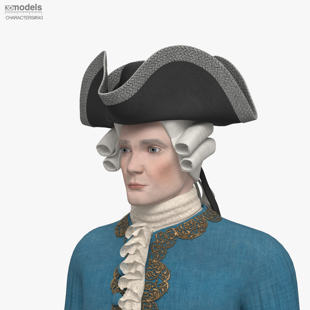 Lalaki na May Asul na Vintage na Damit 3D model - Download Character on ...