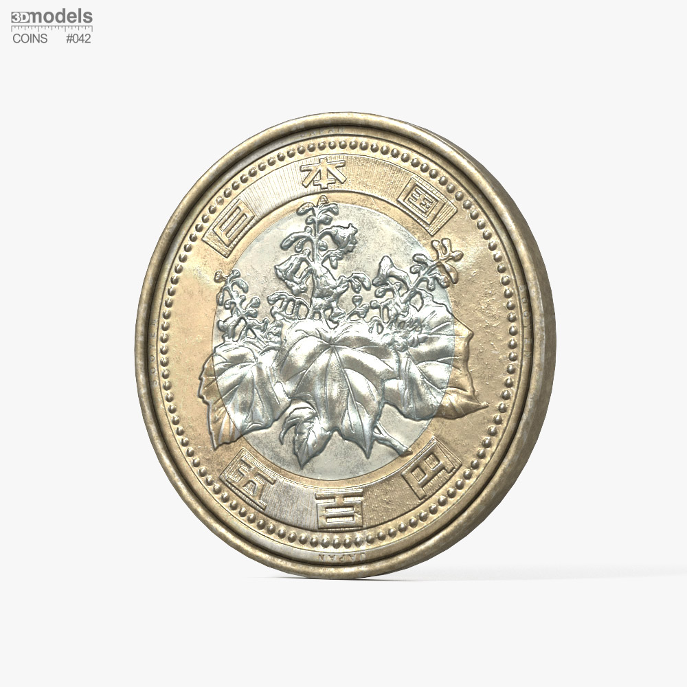 五百円硬貨 3Dモデル - ダウンロード 硬貨、紙幣 オン 3DModels.org
