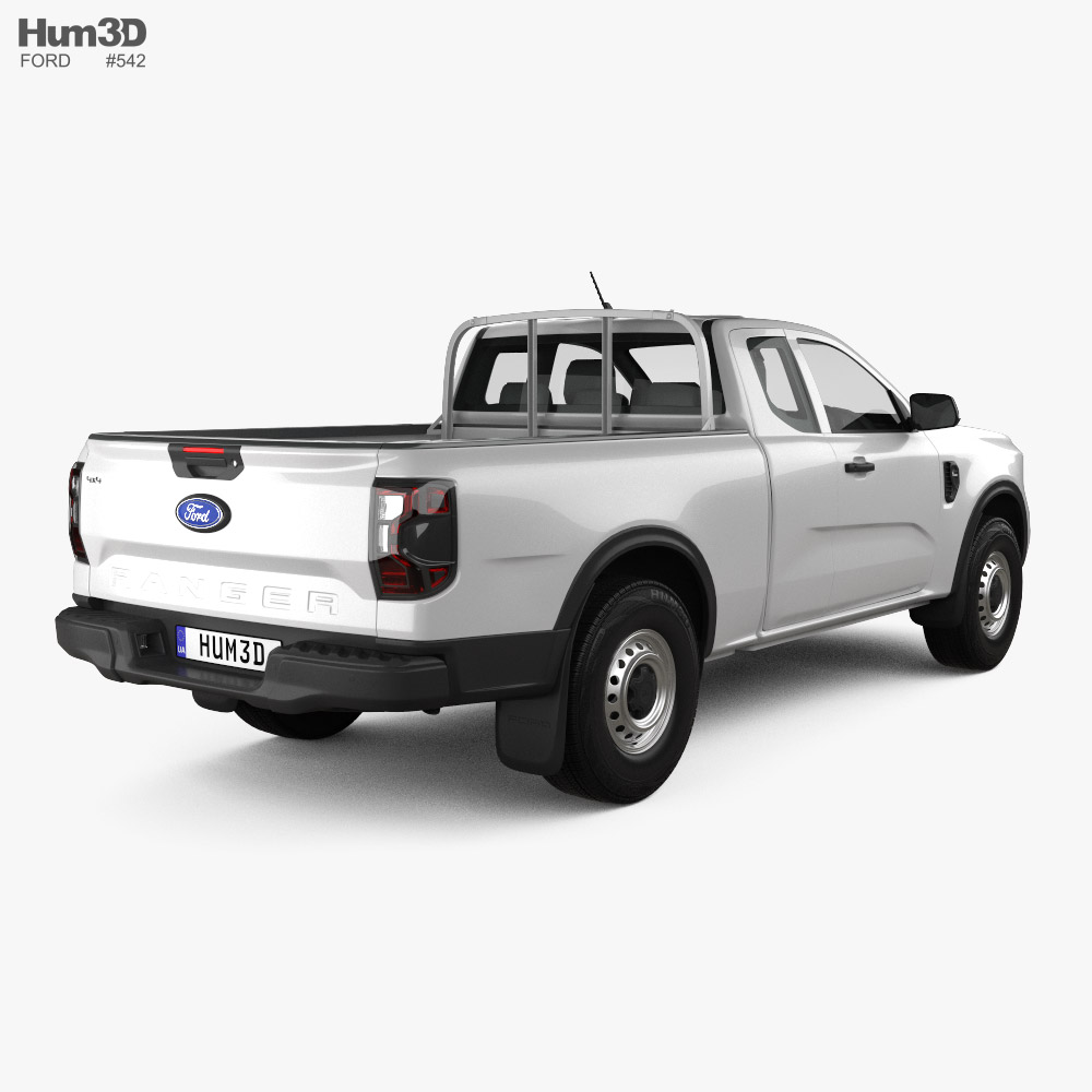 Ford Ranger Extended Cab XL 2025 3D 모델 - 다운로드 픽업 트럭 on 3DModels.org
