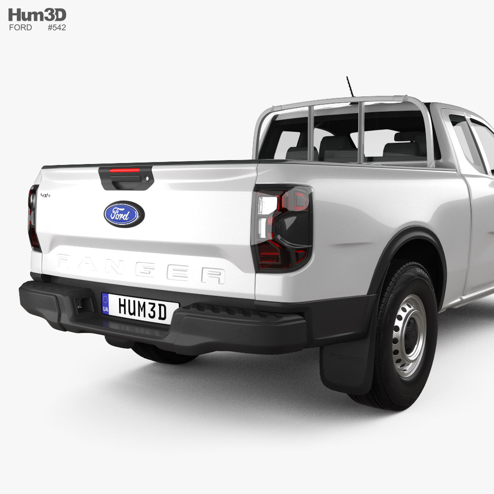 Ford Ranger Extended Cab XL 2025 3D 모델 - 다운로드 픽업 트럭 on 3DModels.org