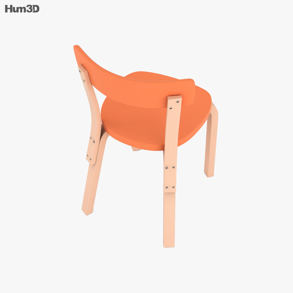 オレンジ座面のArtek 69チェア 3Dモデル - ダウンロード 椅子 オン