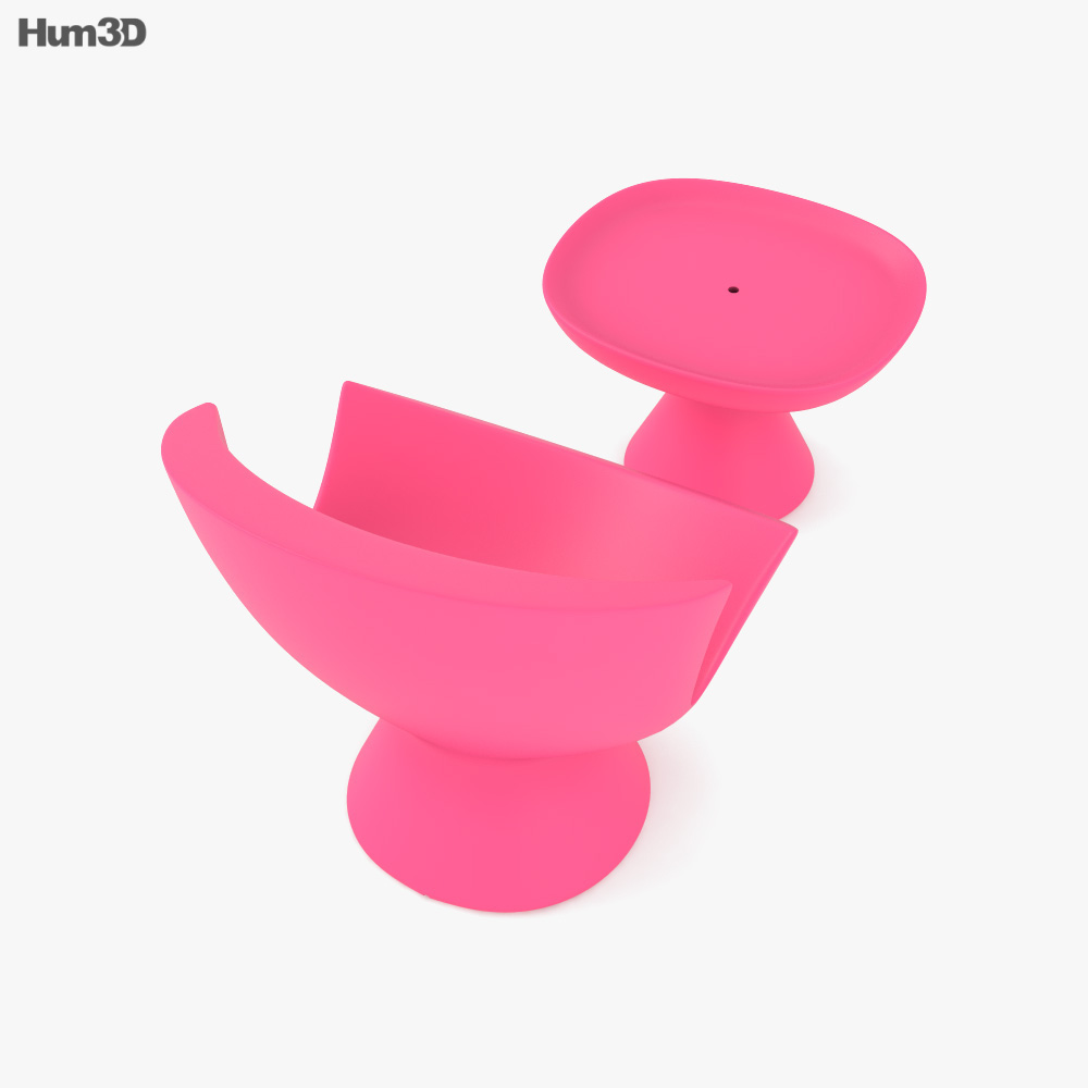 カリム・ラシッド キテチェア＆オットマン ピンク 3Dモデル