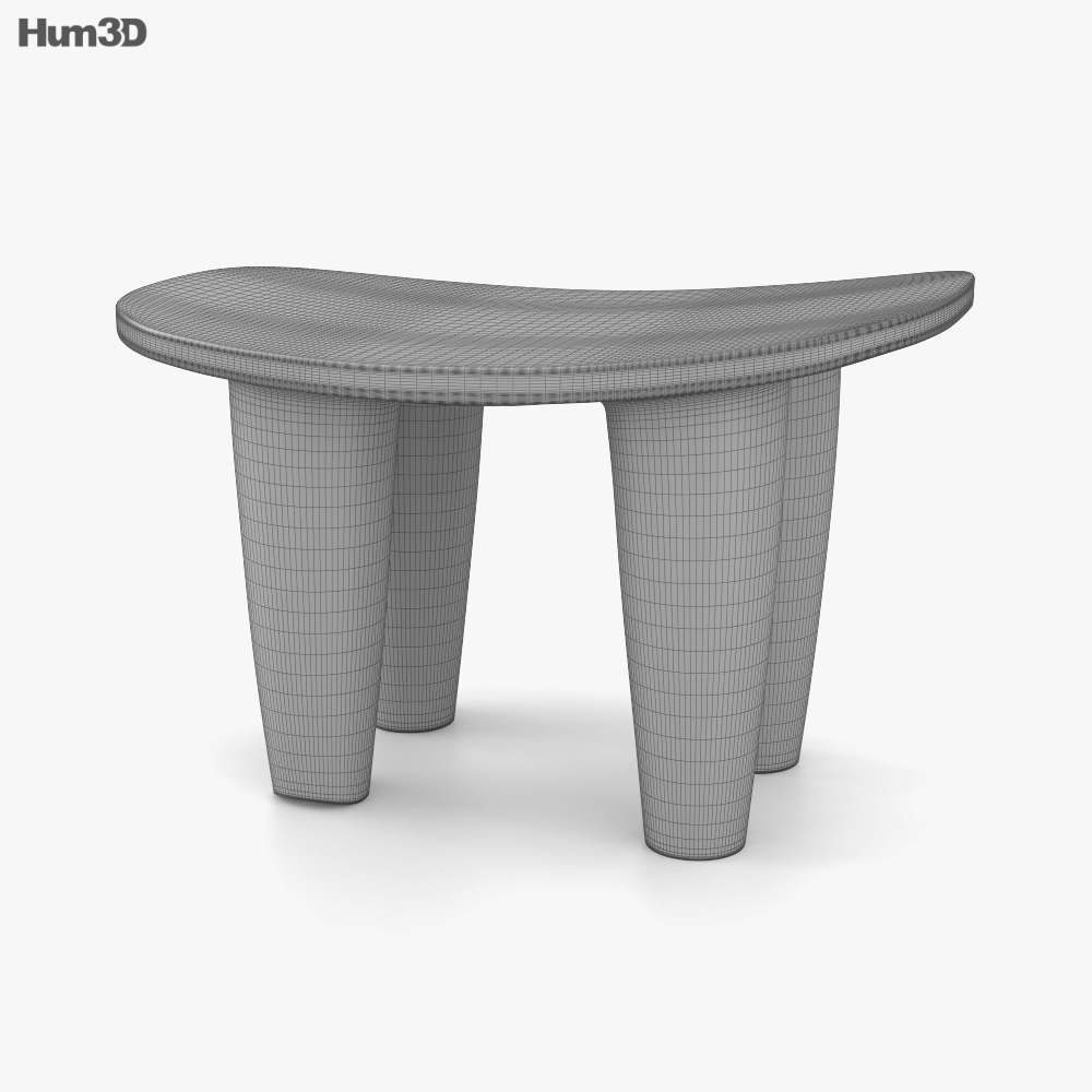 西アフリカ セヌフォ族の伝統的な木製スツール 3Dモデル