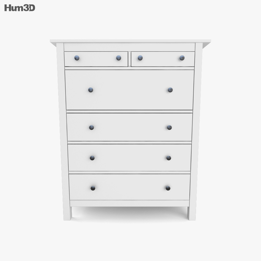 IKEA HEMNES 白い6段チェスト 3Dモデル - ダウンロード チェストオブ