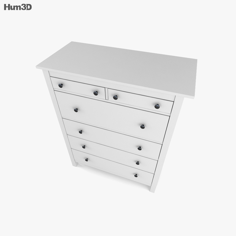 IKEA HEMNES 白い6段チェスト 3Dモデル - ダウンロード チェストオブ