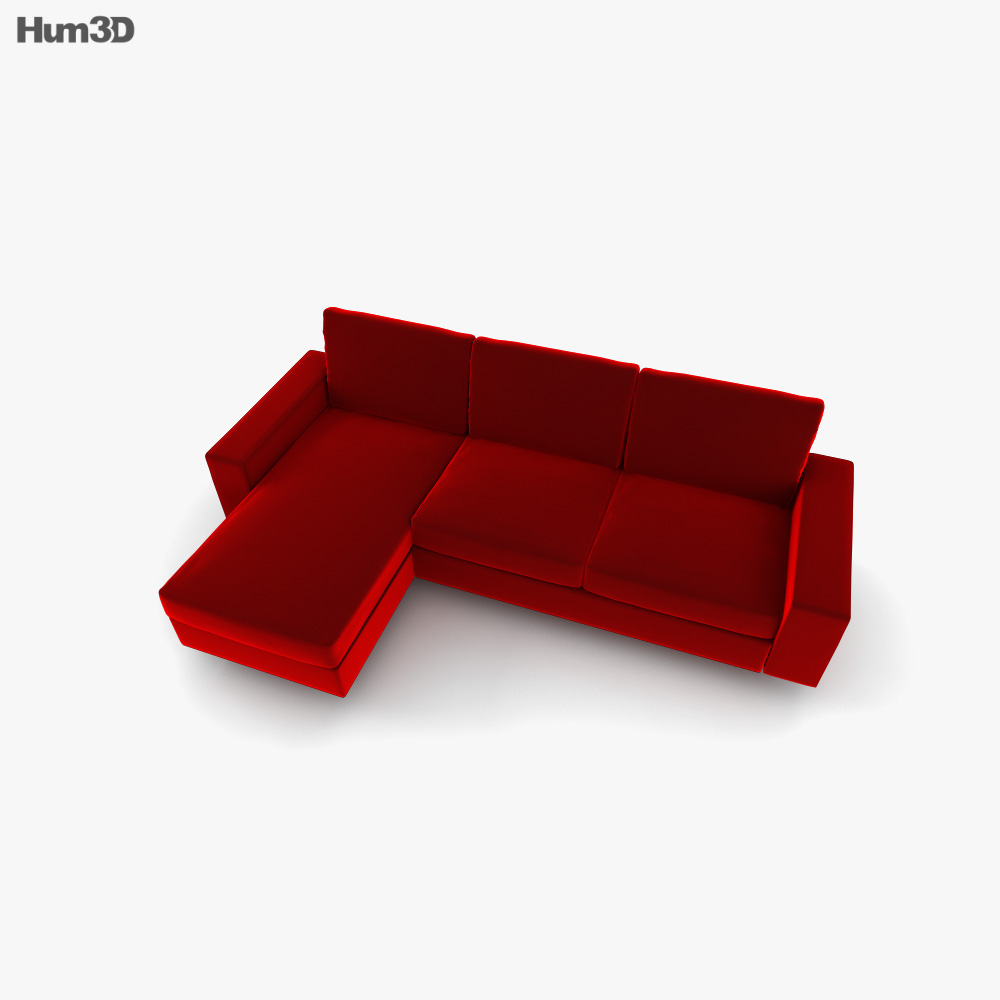 IKEA KIVIK 赤色シェーズロング付きソファ 3Dモデル - ダウンロード