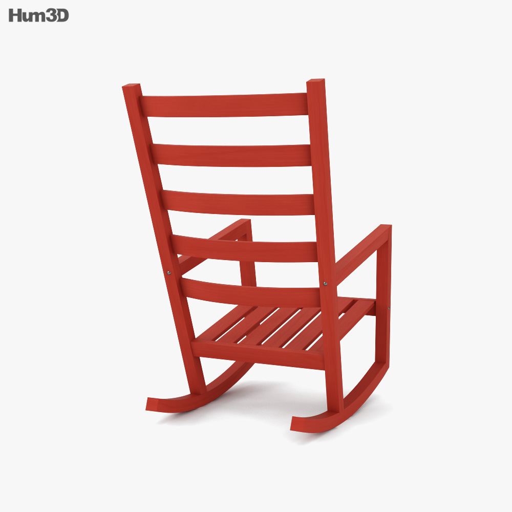 赤色のIKEA Varmdo スラット背もたれ付きロッキングチェア 3Dモデル