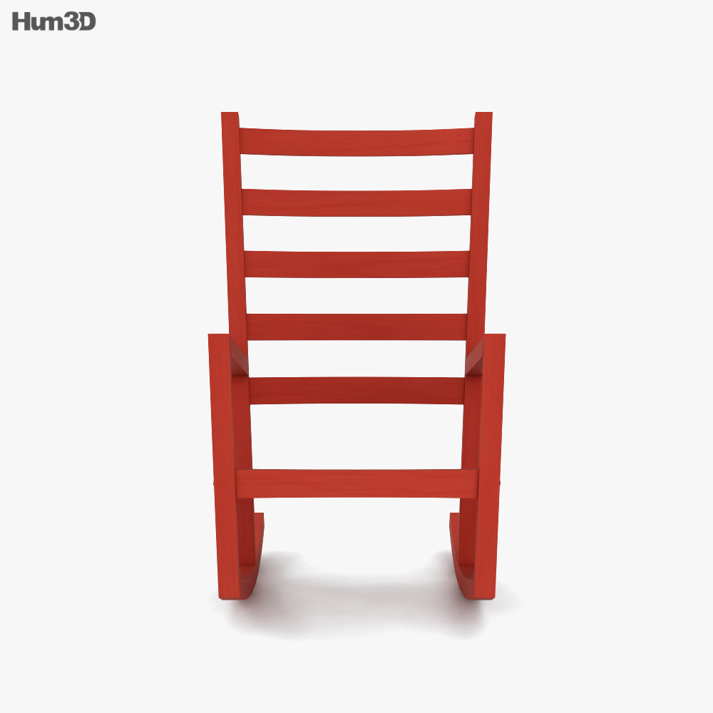 赤色のIKEA Varmdo スラット背もたれ付きロッキングチェア 3Dモデル