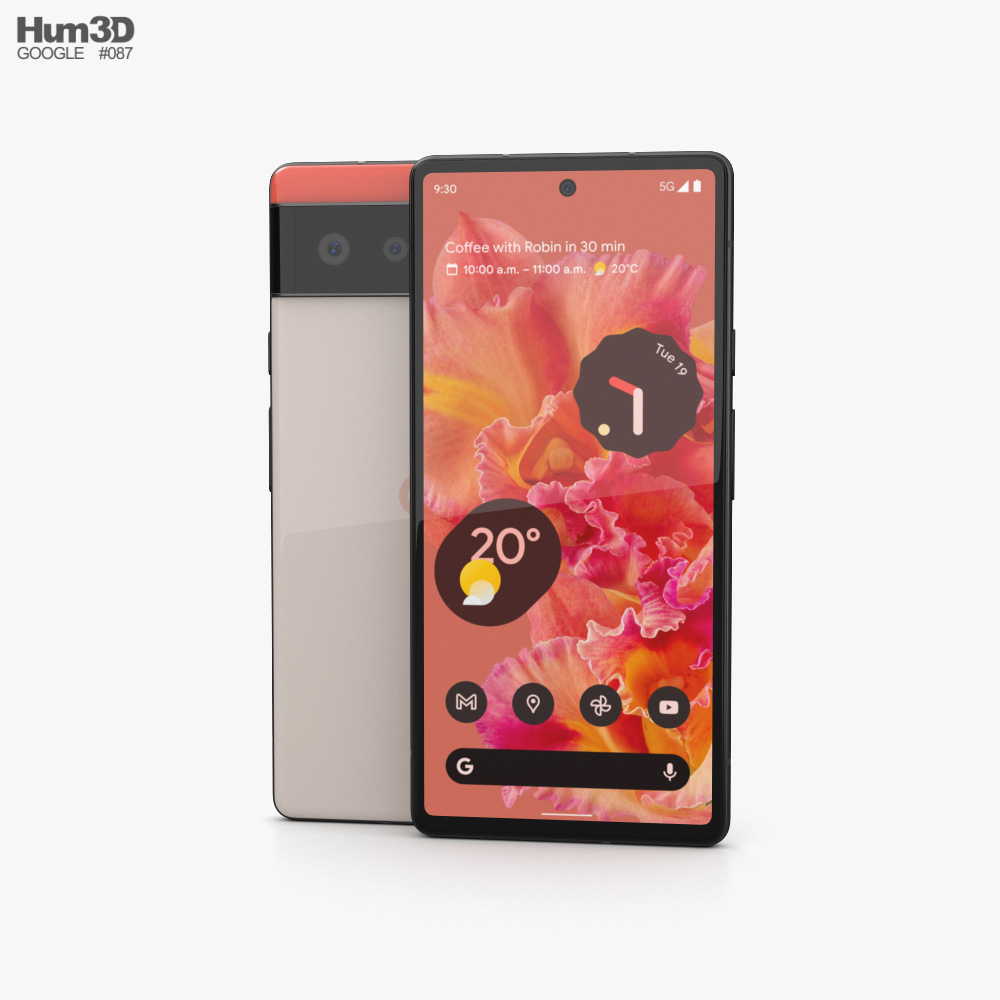 Google Pixel 6 Kinda Coral 3D model - Download Phones on 3DModels.org