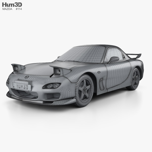 Mazda RX-7 HQインテリアと 1992 3Dモデル - ダウンロード Sports car