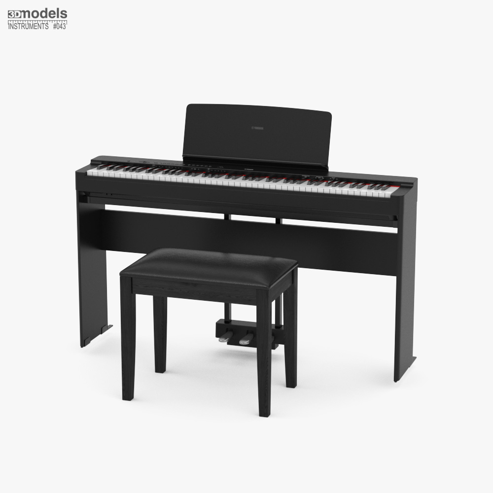 ヤマハP225デジタルピアノ 専用椅子付き 3Dモデル - ダウンロード