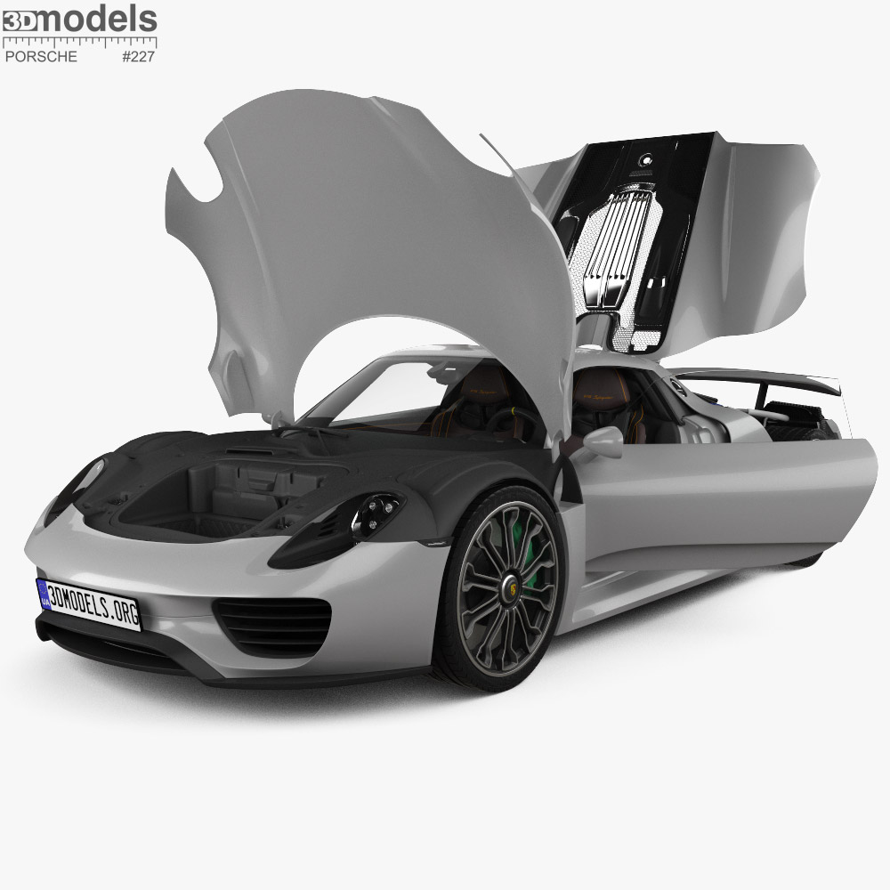Porsche 918 Spyder with HQ interior and engine 2018 3D model