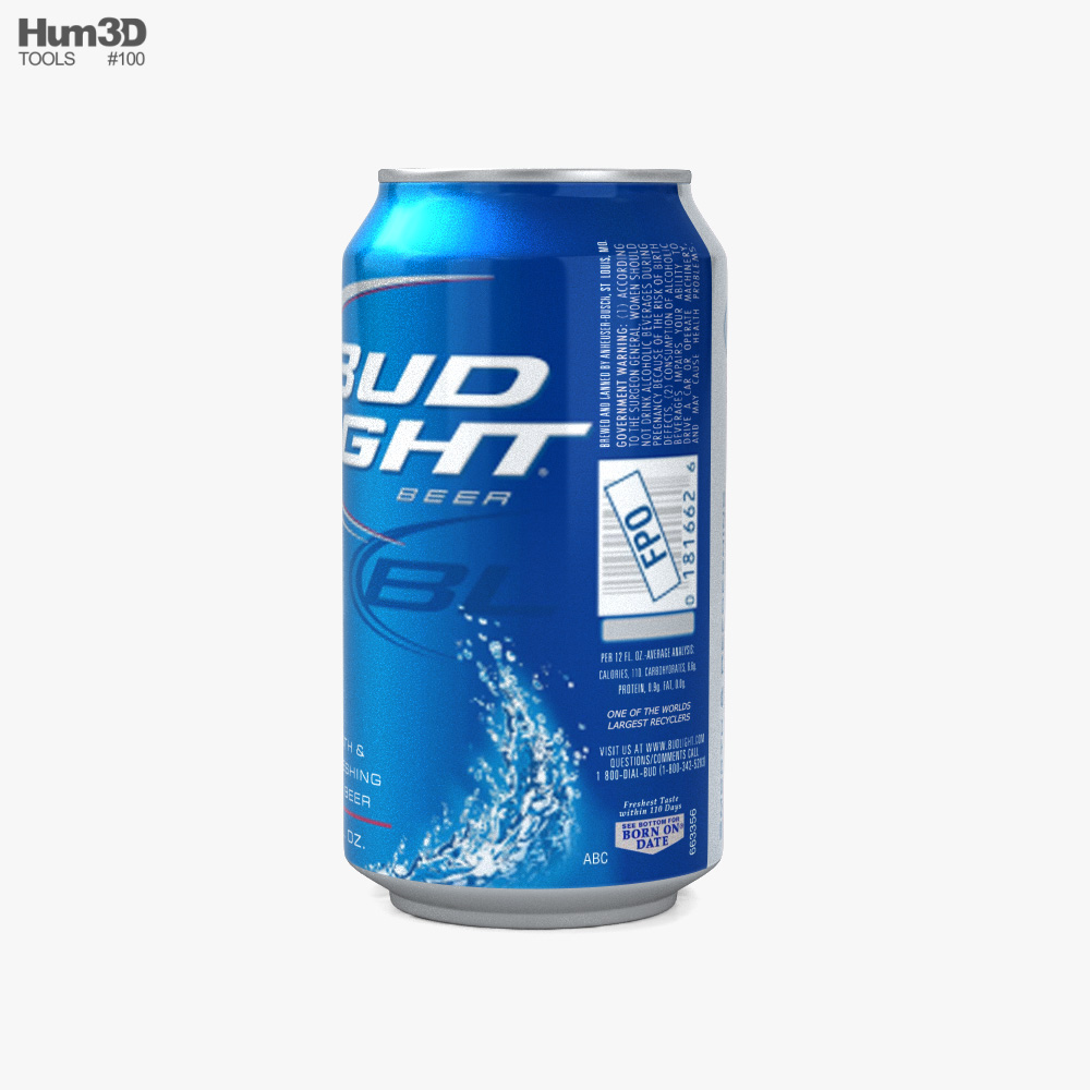 Budlight ビール缶330ml 3Dモデル - ダウンロード ボトル、缶 オン