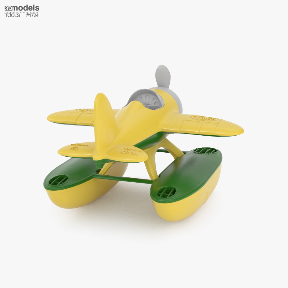 黄色い浮かぶおもちゃの水上飛行機 3Dモデル - ダウンロード おもちゃ