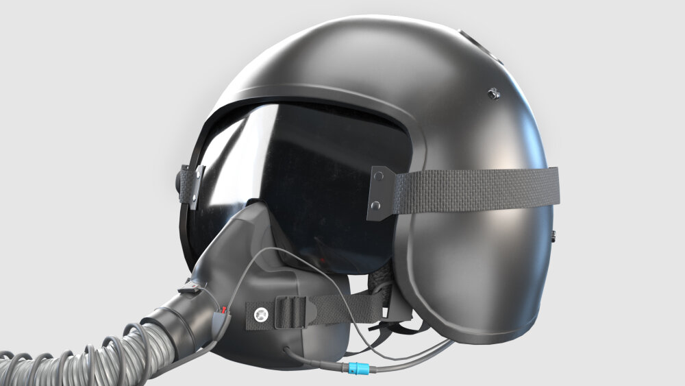 戦闘機パイロットヘルメットと酸素マスク 3Dモデル - ダウンロード