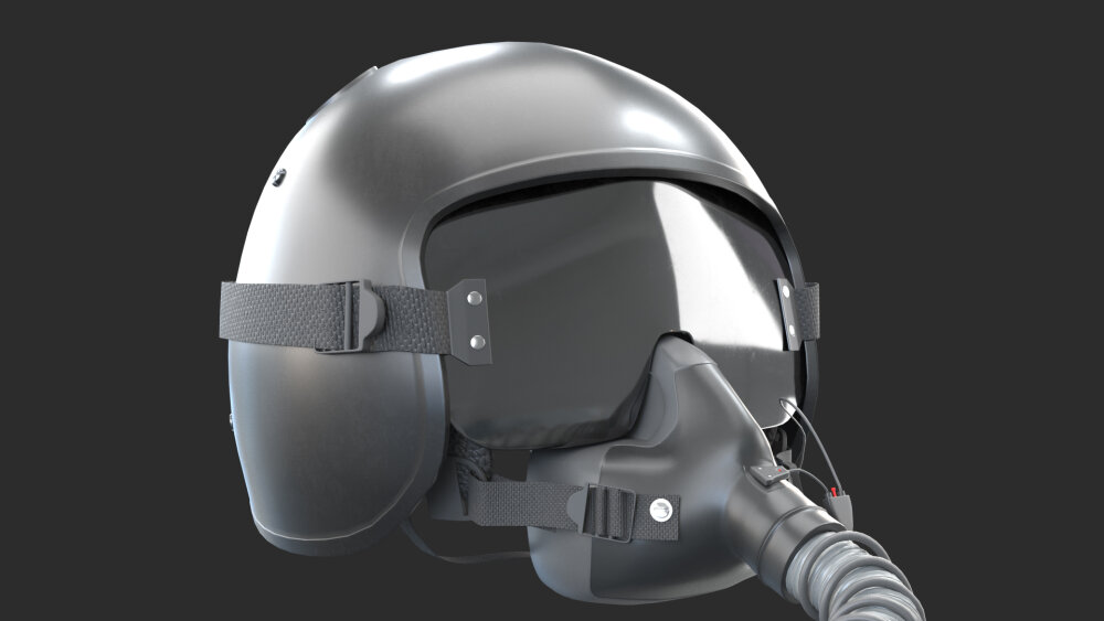 戦闘機パイロットヘルメットと酸素マスク 3Dモデル - ダウンロード