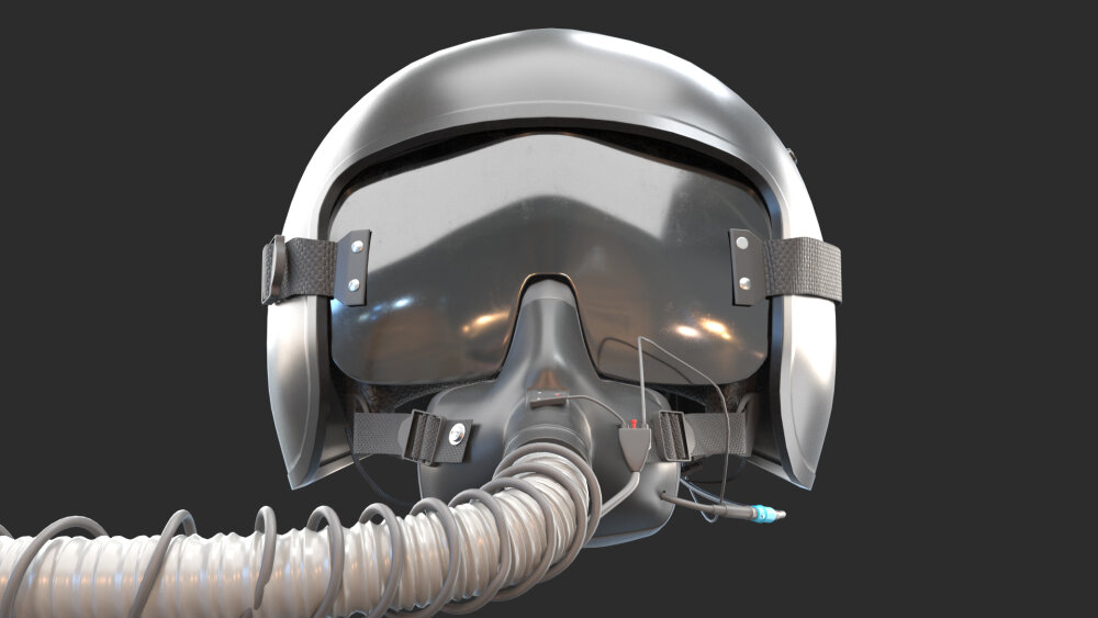 戦闘機パイロットヘルメットと酸素マスク 3Dモデル - ダウンロード