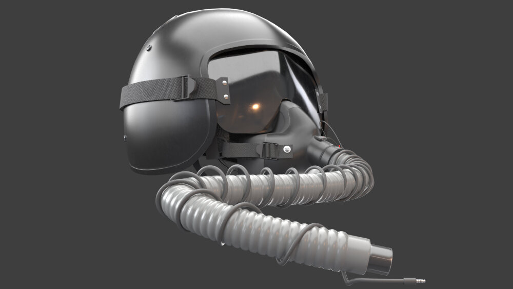 戦闘機パイロットヘルメットと酸素マスク 3Dモデル - ダウンロード
