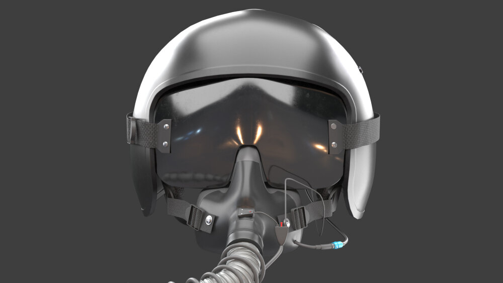 戦闘機パイロットヘルメットと酸素マスク 3Dモデル - ダウンロード