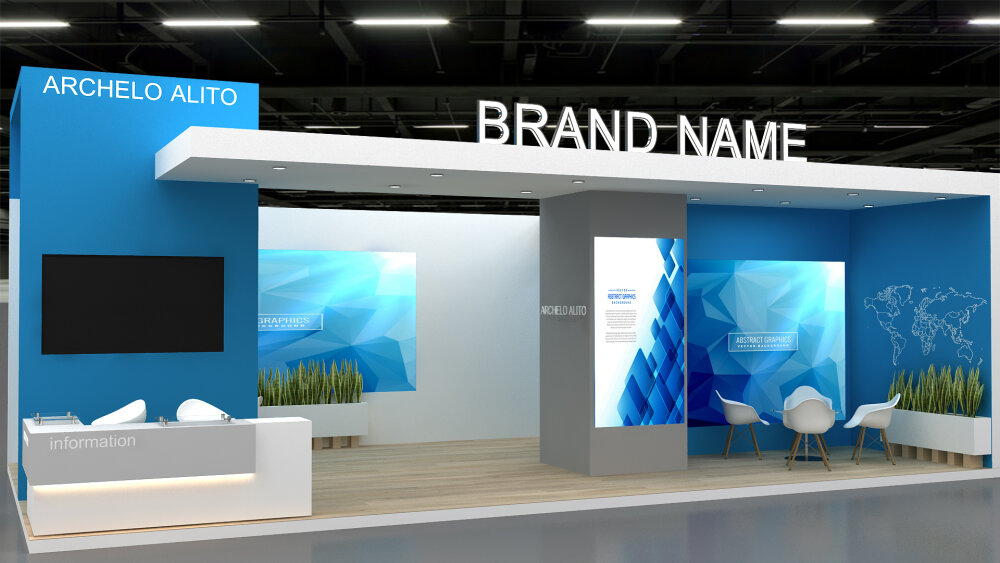 Exhibition Booth Design with Custom Display Features 3D modeli - İndir ...