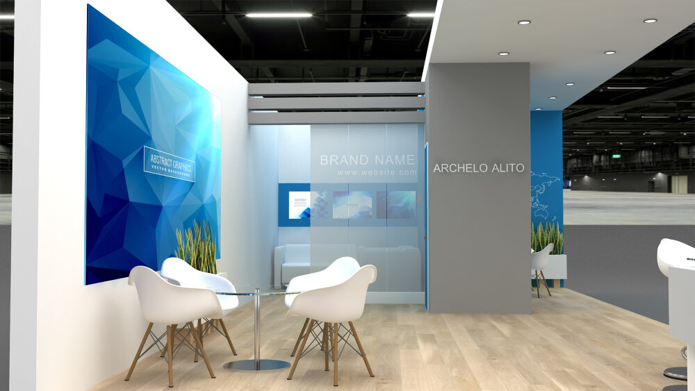 Exhibition Booth Design with Custom Display Features 3D modeli - İndir ...