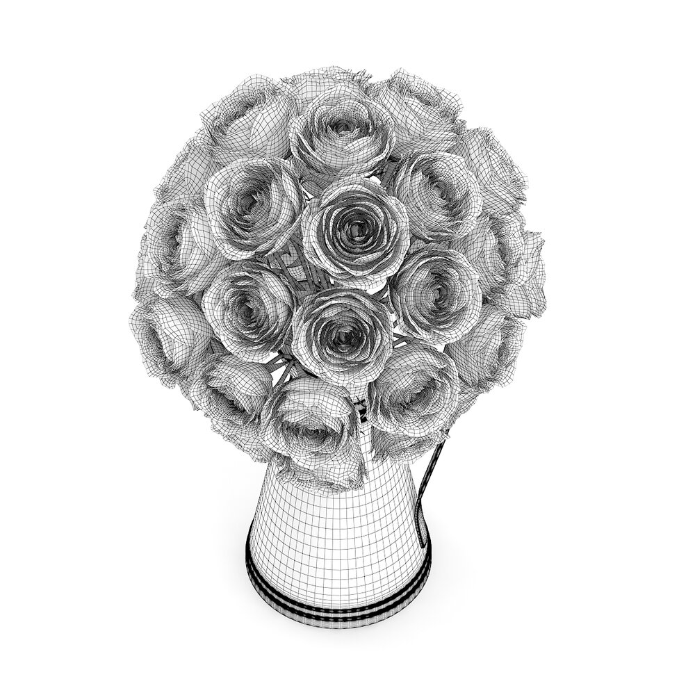 Red Roses in Metal Kettle 3D model - Download Flowers on 3DModels.org