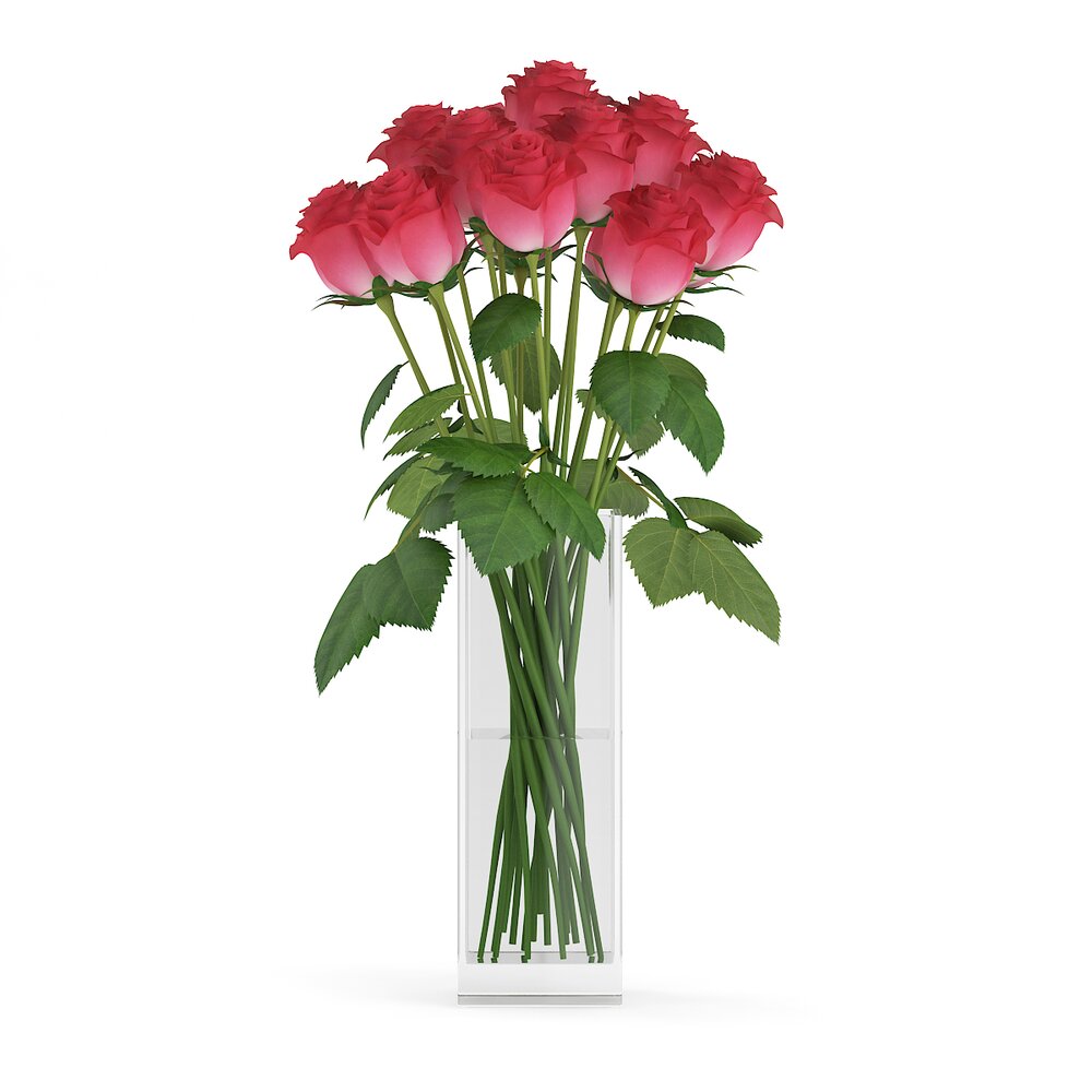 Red Roses in Glass Vase 3D model - Download Flowers on 3DModels.org