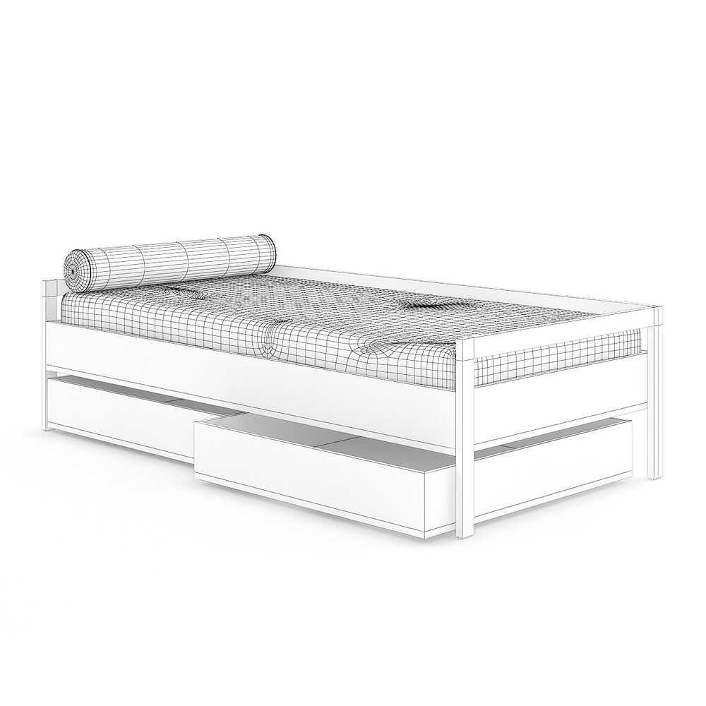 Grey bed with drawers 3d model download bed on 3dmodels