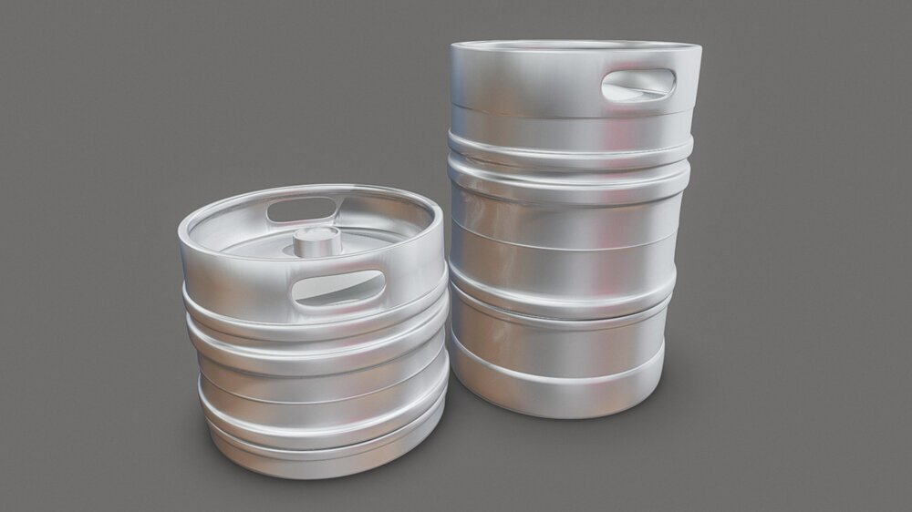 30升和50升啤酒桶 3D模型 - 下载 瓶,罐 开启 3DModels.org