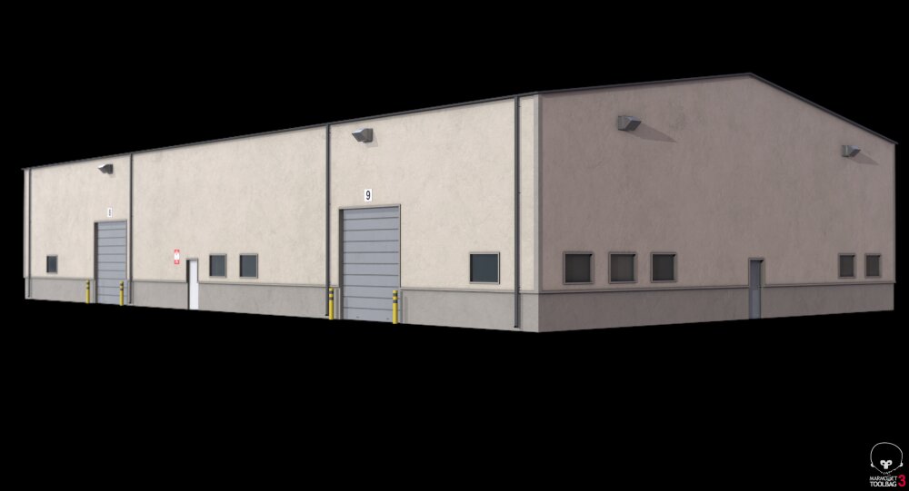 Industrial Warehouse Building with Multiple Loading Bays 3D model ...