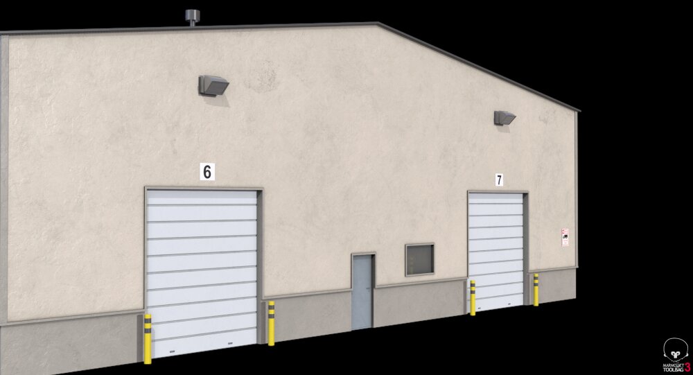 Industrial Warehouse Building with Multiple Loading Bays 3D model ...