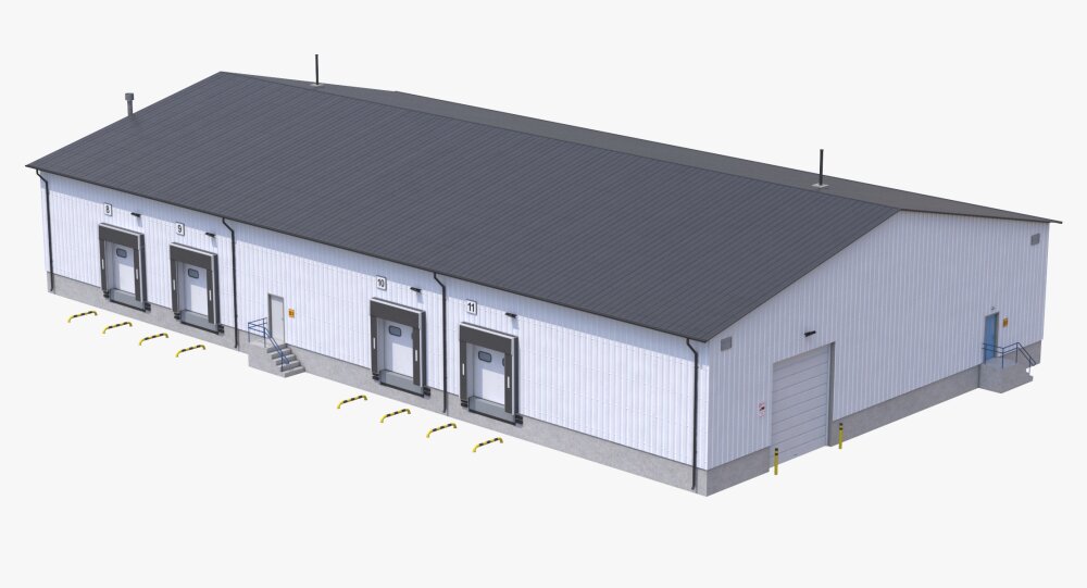 Industrial Warehouse with Loading Docks and Stair Access 3D model ...