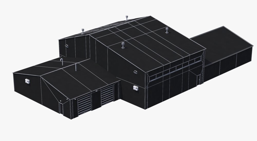 Industrial Warehouse Complex with Attached Green Loading Bay 3D model ...