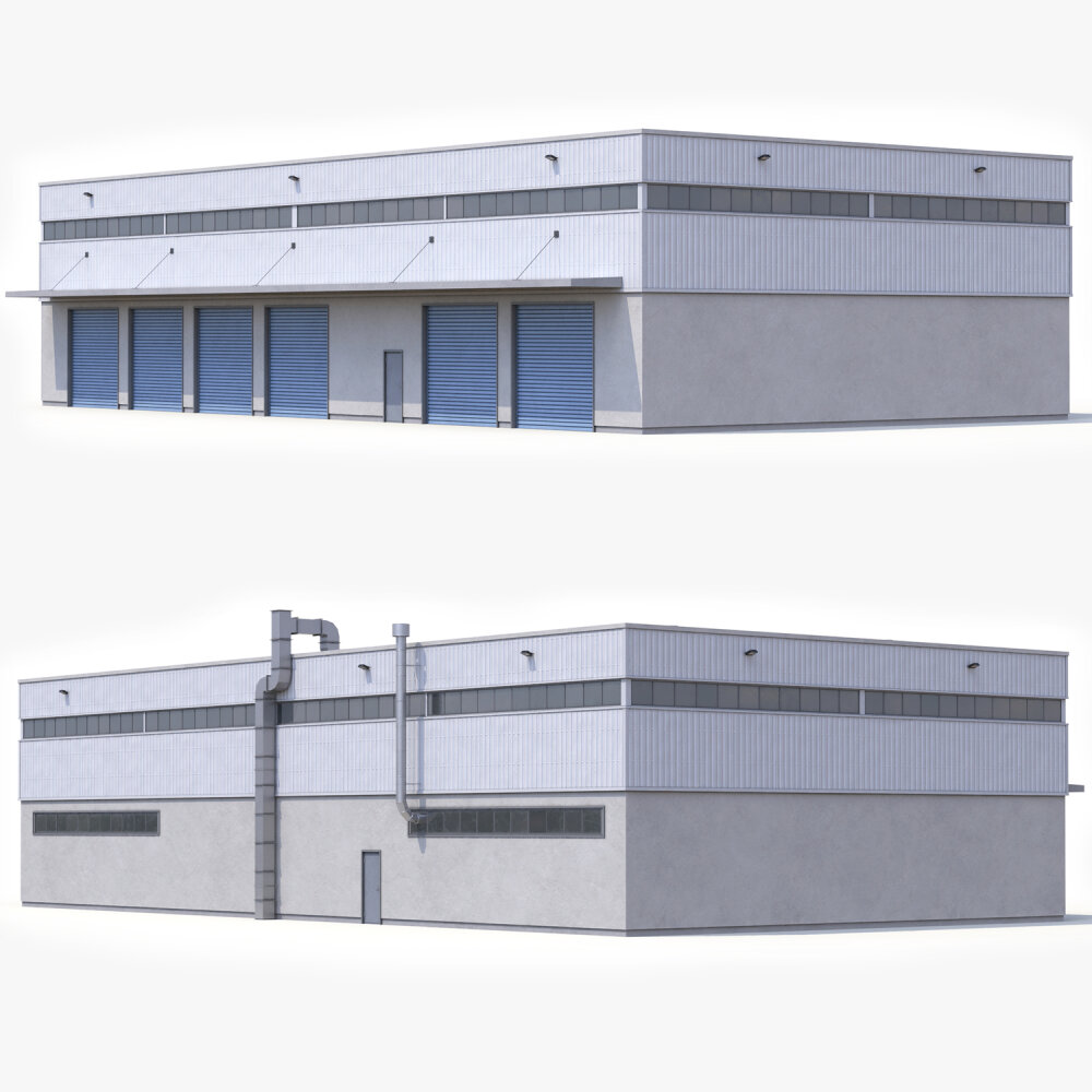 Industrial Warehouse with Multiple Loading Bays Pbr 3D model - Download ...