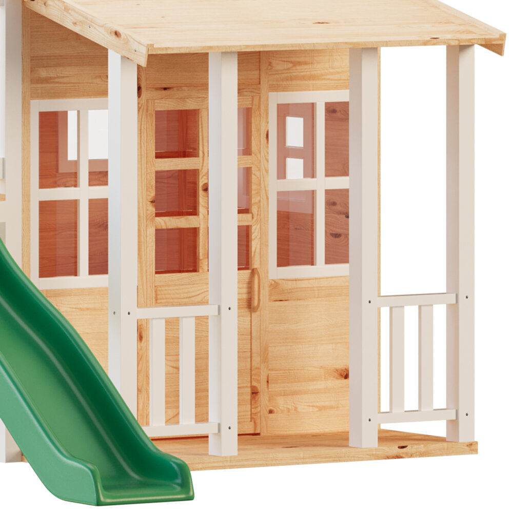 Finley Cubby Wooden Playhouse with Slide 3D model Download Street — free download