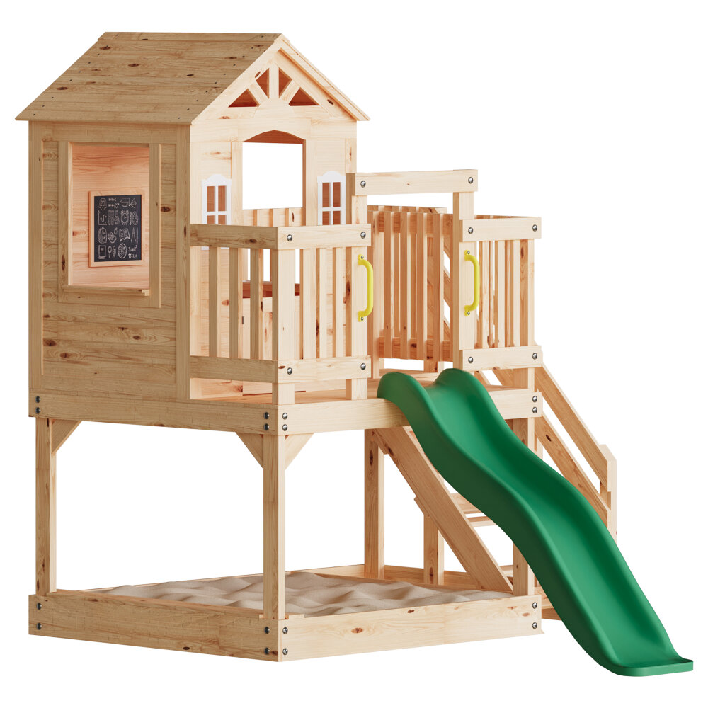 Silverton Cubby Wooden Playhouse with Slide 3D model Download Street — free download