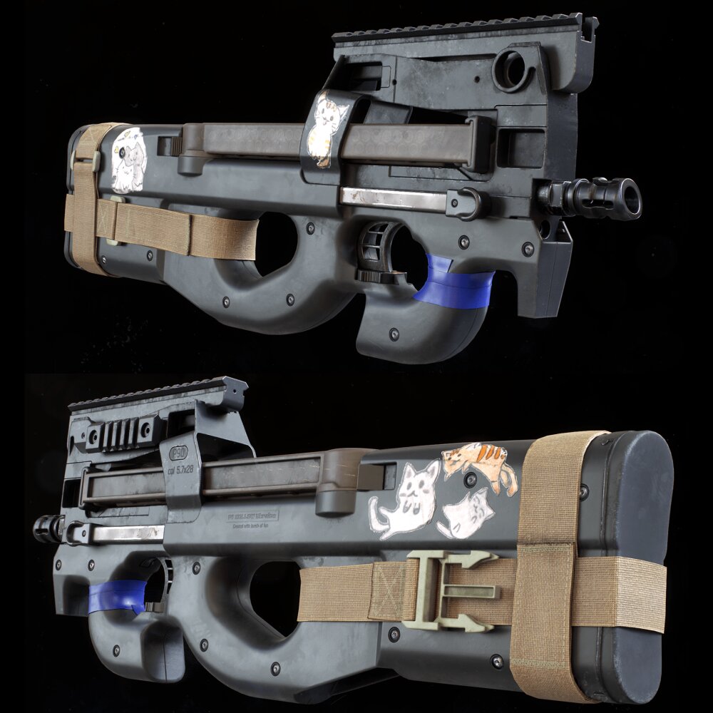 FN P90 タクティカルサブマシンガン 3Dモデル - ダウンロード アサルト