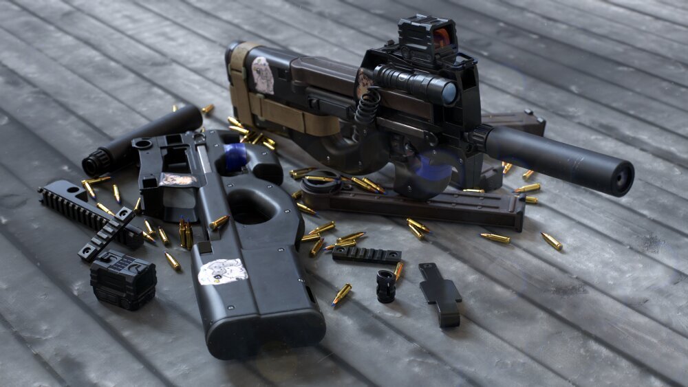 FN P90 タクティカルサブマシンガン 3Dモデル - ダウンロード アサルト