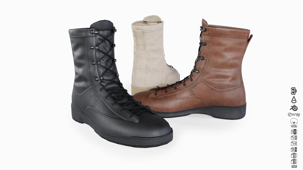Wellco C251 – US Navy Flight Deck Steel Toe Boots 3D model
