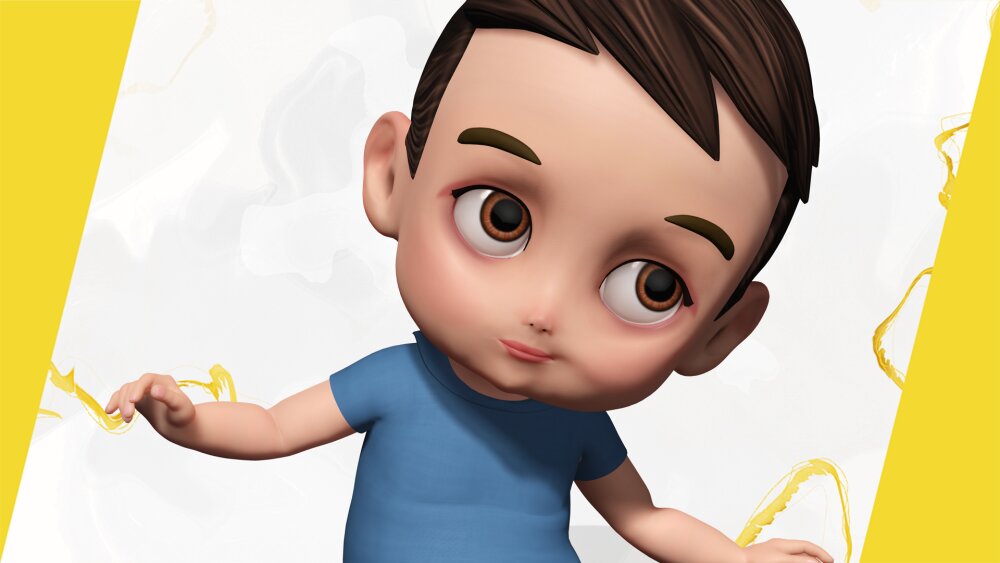 Niño Cartoon Juguetón Con Camisa Azul Modelo 3D - Descargar Personajes ...