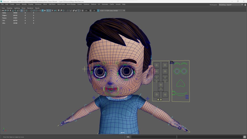 Niño Cartoon Juguetón Con Camisa Azul Modelo 3D - Descargar Personajes ...