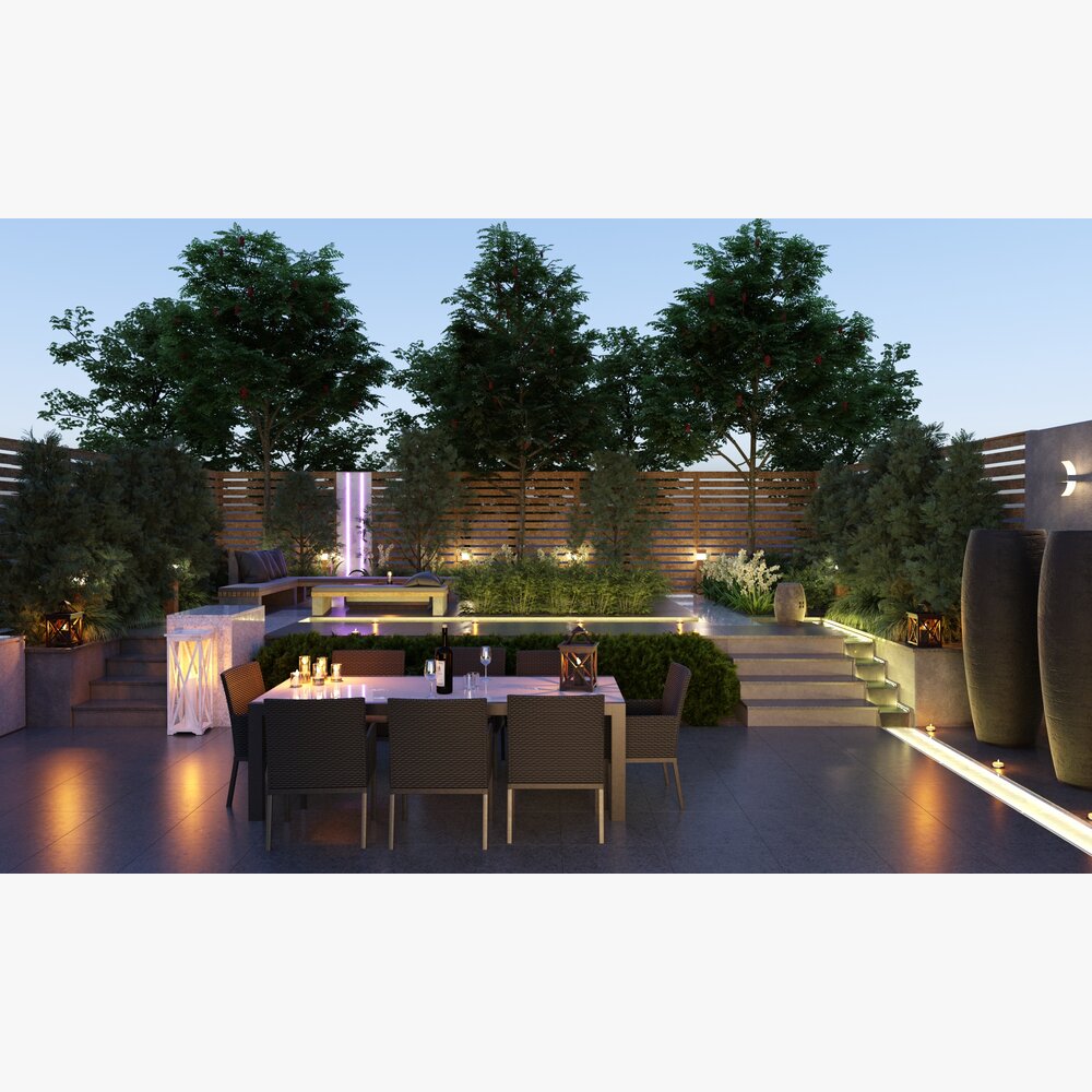 Modern Outdoor Dining Space 3D model - Download Garden on 3DModels.org