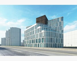 Kompleks Kantor Bertingkat dengan Fasad Kaca Model 3D